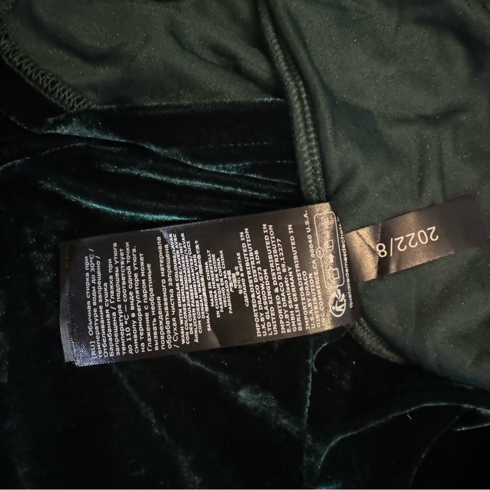 Killstar Strappy Velvet Mini Dress in Dark Green - Picture 7 of 11